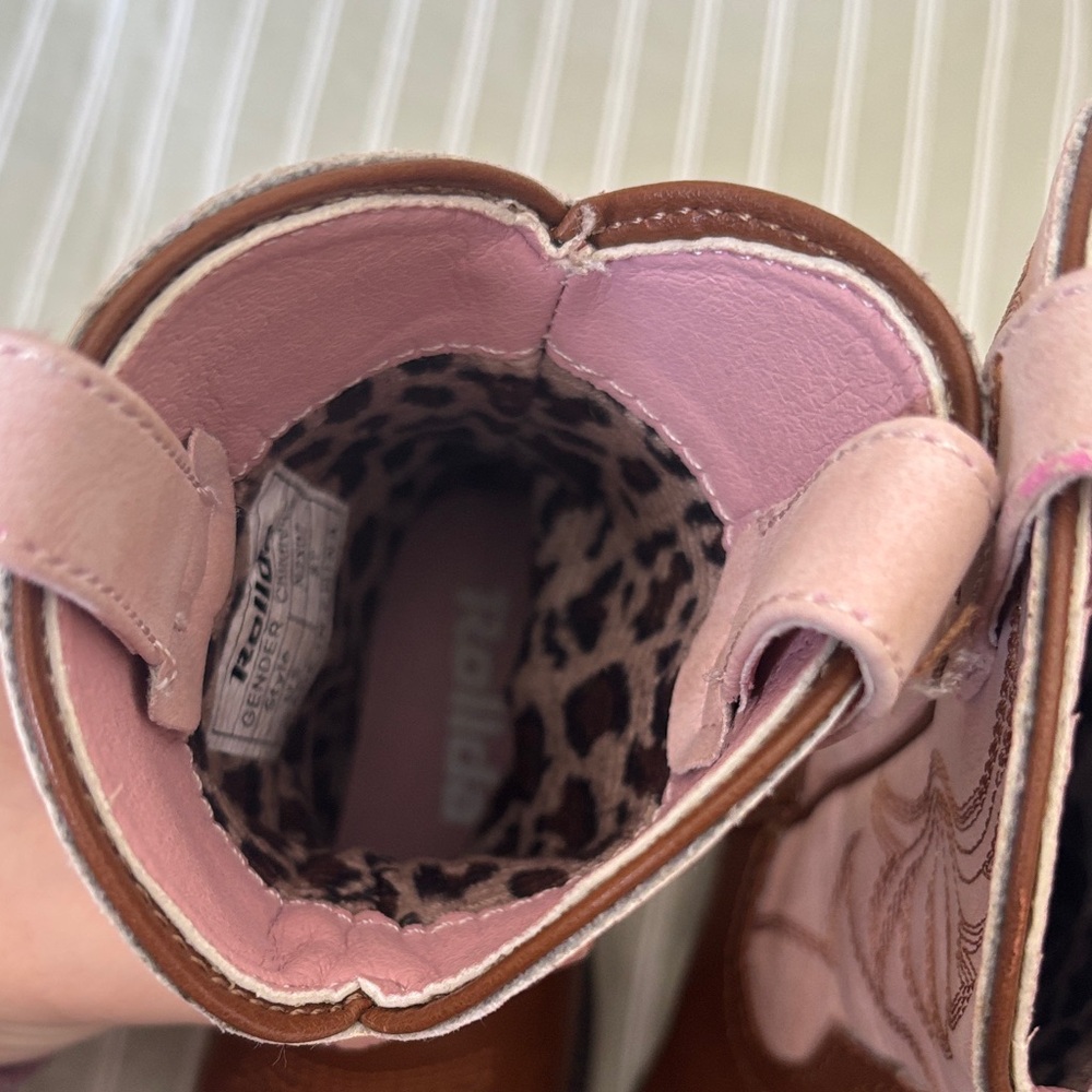 Rollda Pink and Brown Western Boots - Picture 8 of 9